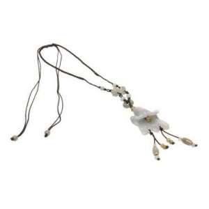 Adjustable Bellflower Jade Necklace with Genuine Jade Beads Dangling 