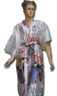 Satin Kimono UNI 10 Farben Bademantel S XL JAPAN Blumen Edel 