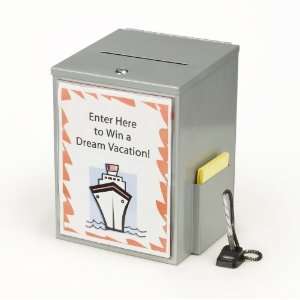  Locking, Metal Suggestion Box with Hinged Lid, Security 