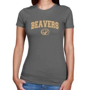  NCAA Bemidji State Beavers Ladies Charcoal Logo Arch T 