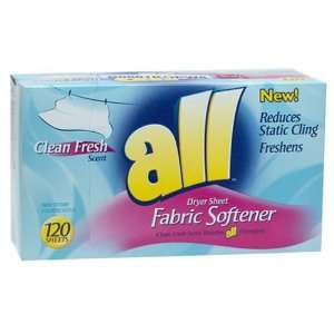  All Fabric Softener Sheets, Clean Fresh   120ct Beauty