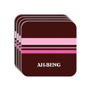 Personal Name Gift   AH BENG Set of 4 Mini Mousepad Coasters (pink 