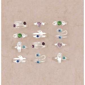  PK of 12  Assorted Crystal Toe Rings 