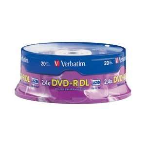com Verbatim 20PK DVD+R DL 2.4X 8.5GBBRANDED SPINDLE (Memory & Blank 