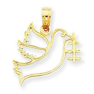  14k Yellow Gold Dove With Branch Charm Jewelry