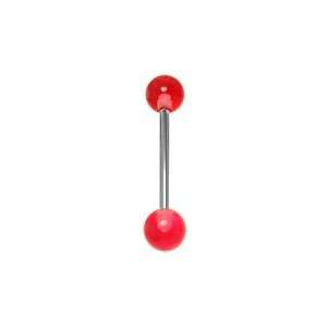  Red Acrylic UV Reactive Tongue Ring Barbells Jewelry