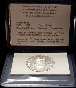   Republic 1972 Peso Coin .900 Silver Proof Central Bank Low Mintage