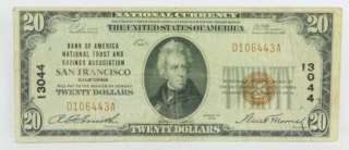 1929 SAN FRANCISCO NATIONAL CURRENCY PAPER BANK NOTE  