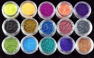 45 PCS Color Glitter Acrylic Powder Dust For Nail Art Tips Makeup Set