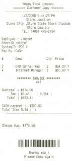 Custom Different Store Receipt Format Available ) email for detail
