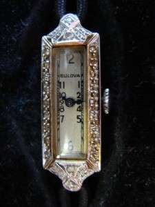   14K White Gold Diamond Bulova 17 Jewel Watch Fifth Ave NY Orig Box NR