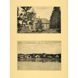   Old Mission Church & Cottage Madeline Island   Original Halftone Print