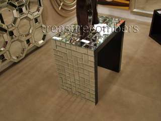 Chic Mosaic Mirrored End Accent Table Mirror Tiled Nightstand  