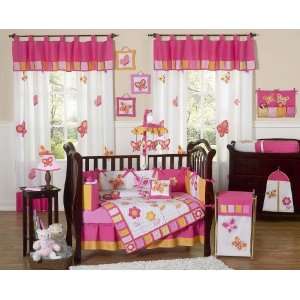   Pink and Orange 9 pc Crib Bedding Set by JoJo Designs White Baby