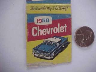 1958 Gackle North Dakota Chevrolet motor cars matchbook Colorful Chevy 