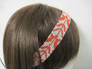 NWT JUICY COUTURE TRIBAL RED & WHITE BEADED HEADBAND  