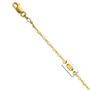  14k Solid Yellow Gold 1.5mm Bead Bar Chain Necklace 18 