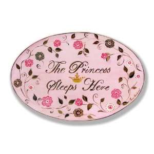 The Kids Room The Princess Sleep Here with Pink and Brown Flowers Oval 