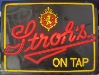 Strohs ON TAP Stroh Beer DETROIT Lighted Sign Wells Badger Ind 