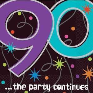 The Party Continues 90th Birthday Beverage Napkins 16ct 
