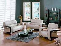 Sydney Beige Modern Bonded Leather Sofa Set  Sofa, love, chair  