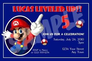 12 Super Mario Brothers Custom Birthday Invitations  