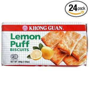 Khong Guan Lemon Puff Biscuits, 7.05 Ounce Packages (Pack of 24 