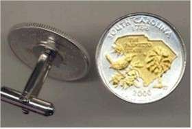 Gold on Silver South Carolina State Quarter Cufflinks  