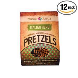 Vibrant Flavors Pretzels, Italian Herbs, 1.8 Ounce Bags (Pack of 12)