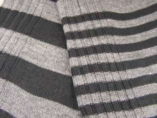   Grey striped ribbed knit circle infinity endless loop extra long scarf