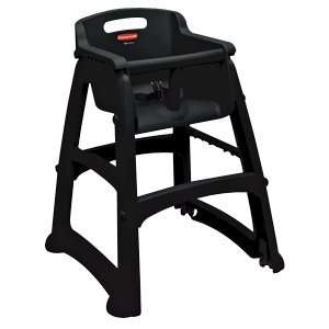   FG780508BLA Black Sturdy Chair Restaurant High Chair with Wheels Baby
