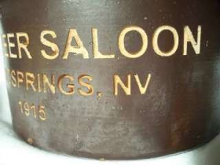   ANTIQUE STONEWARE POTTERY CROCK JUG PIONEER SALOON GOODSPRINGS NV 1915