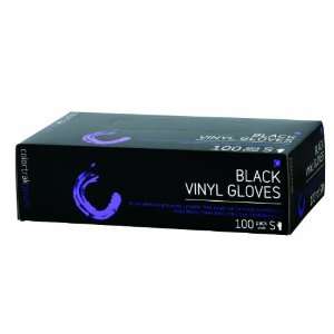  Colortrak Disposable Vinyl Gloves, Black, Small, 100 Count 