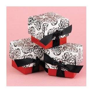  Reviews Red, Black, and White Damask Wedding Favor Boxes Set of 25