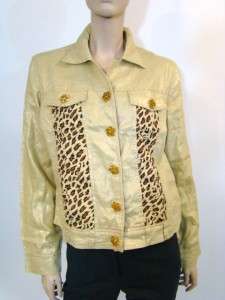 New BEREK 100% Linen Jacket Shirt Top w Rhinestones M  