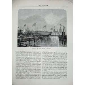   1870 Launch Fethi Bulens Blackwall War Ship Sea Print