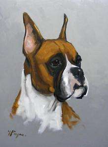 Original Oil painting   portrait of a boxer dog  