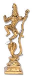 Brass Hindu Lord Krishna Statue on Kaliya the Serpent  