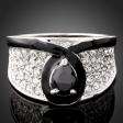 Swarovski Crystal Black Enamel Onyx White Gold GP Ring