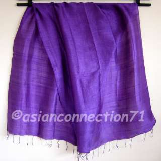 Thai ROYAL PURPLE New Handwoven Silk Fabric Scarf LARGE  