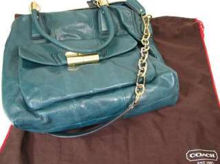 Coach 14223 Kristin Soft Teal Leather Top Zip Large Satchel Tote 
