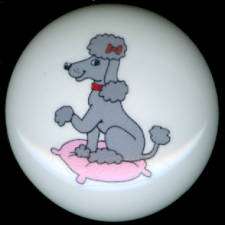 FANCY FRENCH POODLE DOG Ceramic Drawer Knobs Pulls  