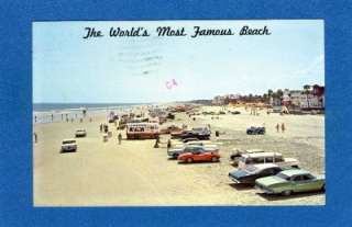 B337 POSTCARD, FLORIDA, DAYTONA BEACH, 1950S CARS  