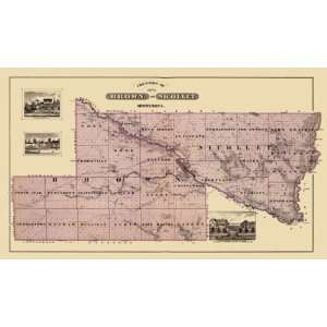  BROWN & NICOLLET COUNTY MINNESOTA (MN) LANDOWNER MAP 1874 