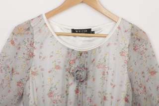  Women /Lady Floral Chiffon T Shirt Summer Short Sleeve TOPS TOP  