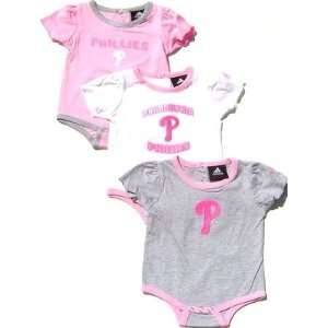 NEWBORN Baby Infant Philadelphia Phillies 3 Pack Pink Onesies  