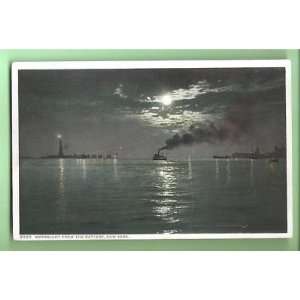    Postcard Moonlight From Battery New York City 