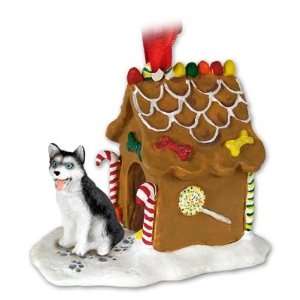    Husky Gingerbread House Ornament   Blue Eyes