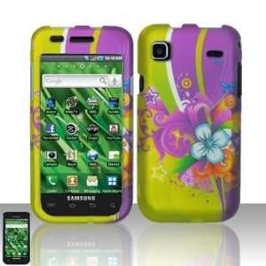 New Green with Purple Wave with Blue and Orange Flower Rubber Texture 