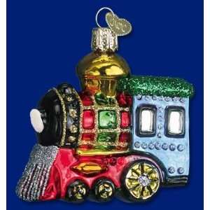  Old World Christmas Small Train Locomotive Glass Ornament 